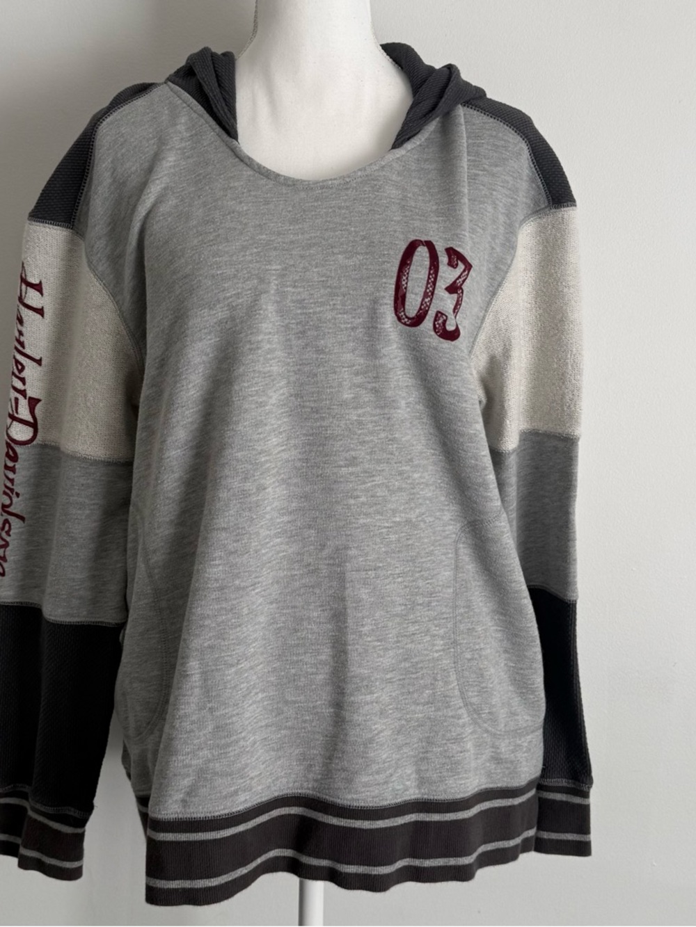 Harley Davidson Hoodie 03 Graphic Colorblock Thermal Sleeve Women’s 2XL - Picture 2 of 12